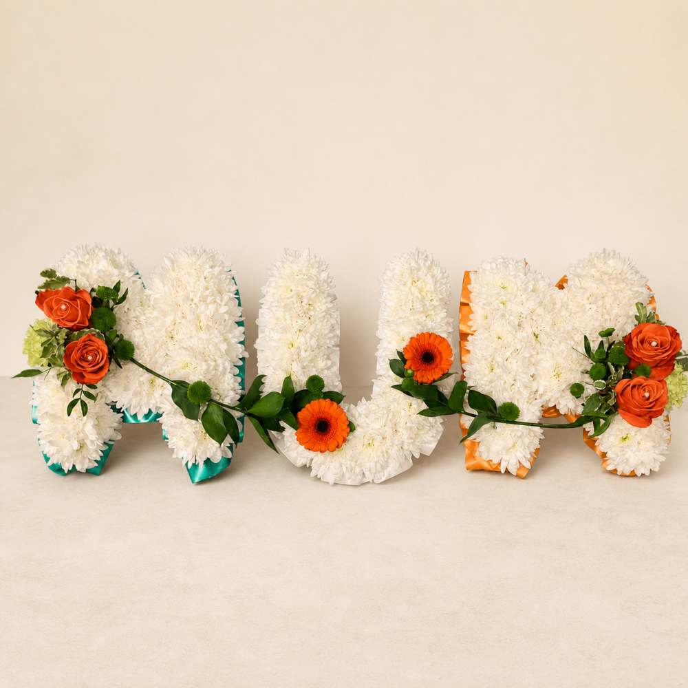 MUM Orange & White Letter Tribute