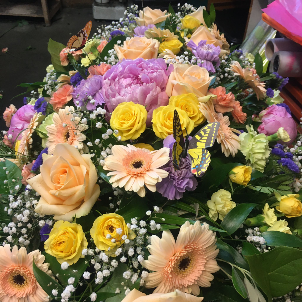 Butterfly Garden Coffin Spray